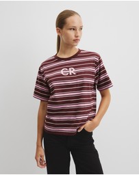 Country Road - Australian Cotton Stripe Cr Logo T-shirt