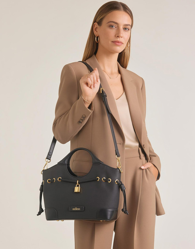 Milleni - Milleni Vegan Leather Trim Tote Bag