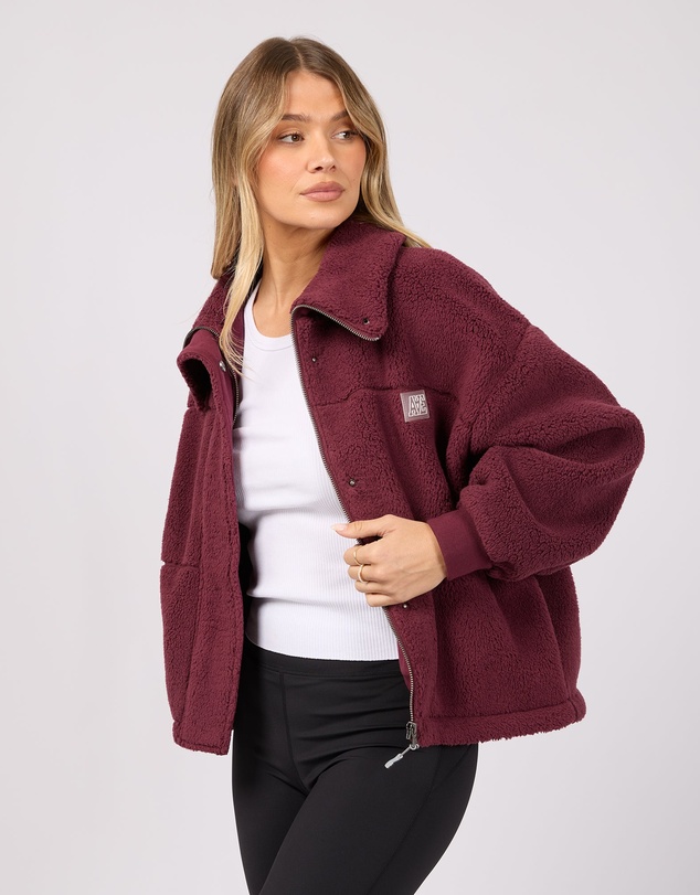 All About Eve - Cosy Club Teddy Jacket Wine