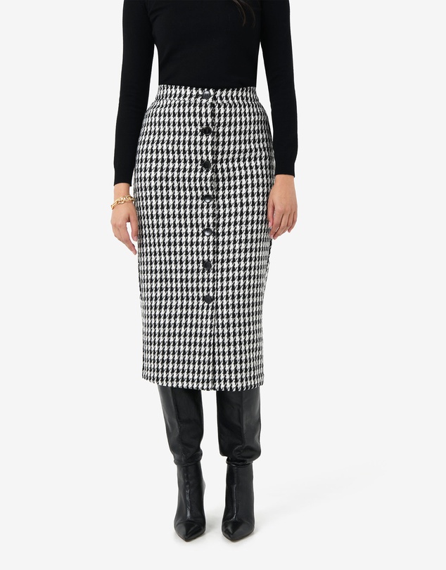 Forcast - Bennet Houndstooth Midi Skirt