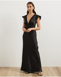 Atmos&Here - Becca Lace Trim Satin Maxi Dress