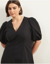 Atmos&Here Curvy - Ally Cotton Puff Sleeve Midi Dress