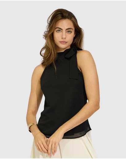 Belle & Bloom - Bare It All Bias Tie Neck Top