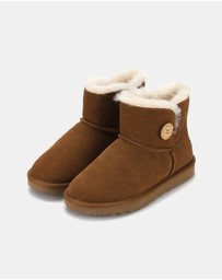 AusWooli Ugg Boots - Cabarita Sheepskin Chic Short Button Boots