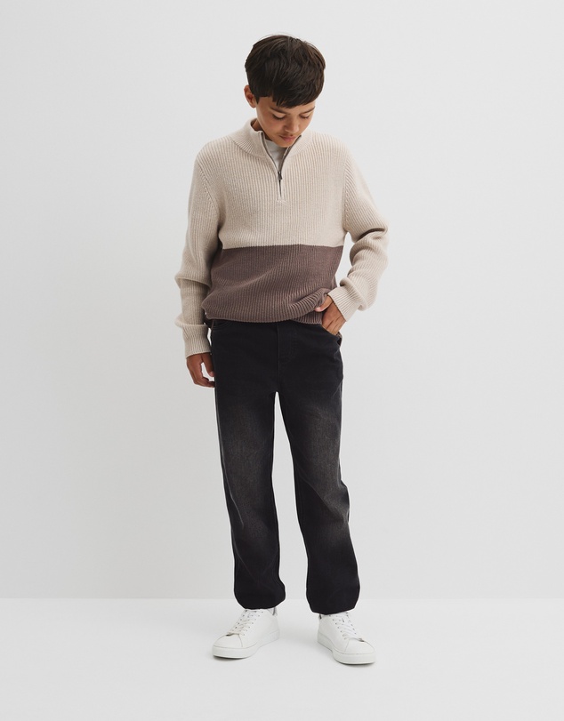 Country Road - Teen Australian Cotton Spliced Half Zip Knit