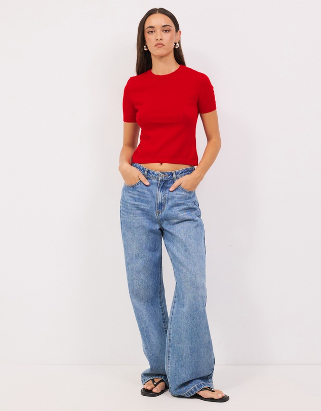 Calli - Melton Fitted Knit Tee