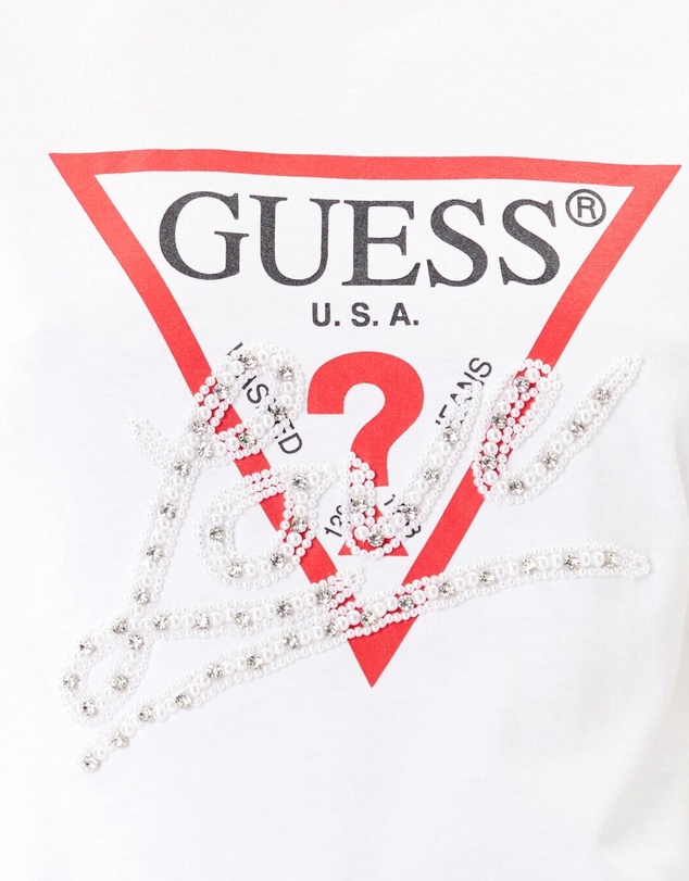 GUESS - Love Triangle Pearls Short Sleeve T-Shirt
