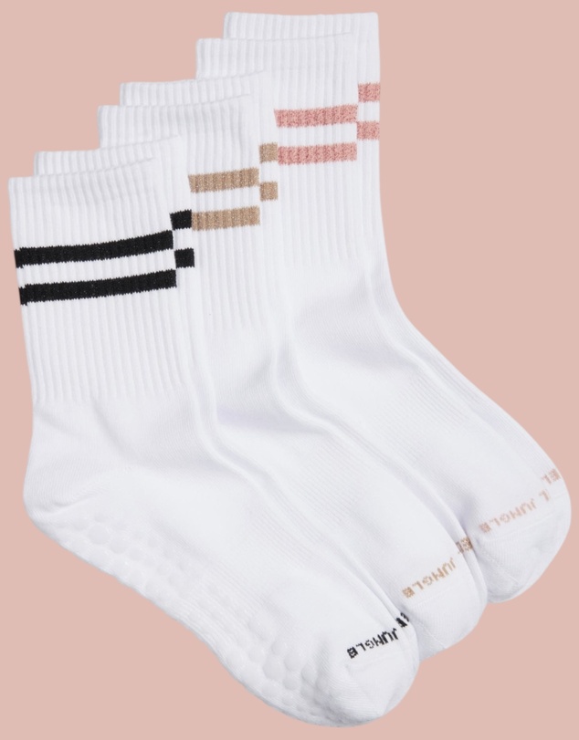 High Heel Jungle - Varsity Pilates Yoga Grip Socks - 3 Pack