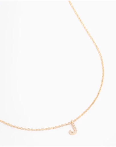 Lovisa - Gold Plated Cubic Zirconia Letter J Necklace