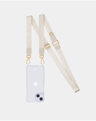 LOUVE COLLECTION - Clear Phone Case + Vera Bone Lanyard (Gold Hardware)