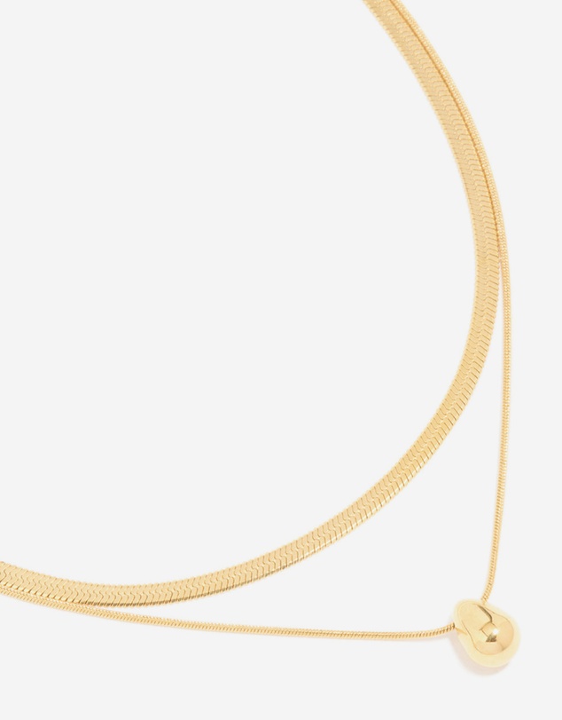 Lovisa - Waterproof Gold Plated Stainless Steel Snake Chain & Pebble Layered Necklace