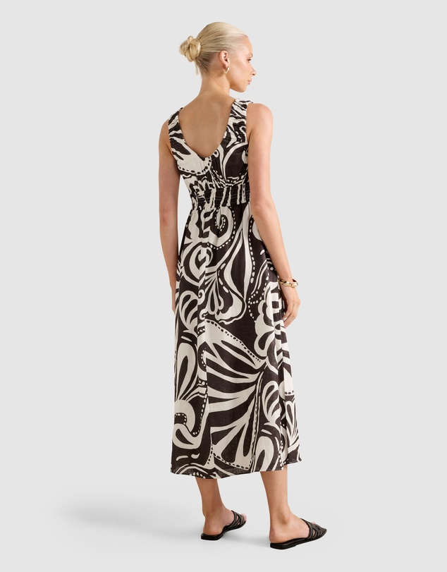 Forever New - April Gathered Linen Midi Dress