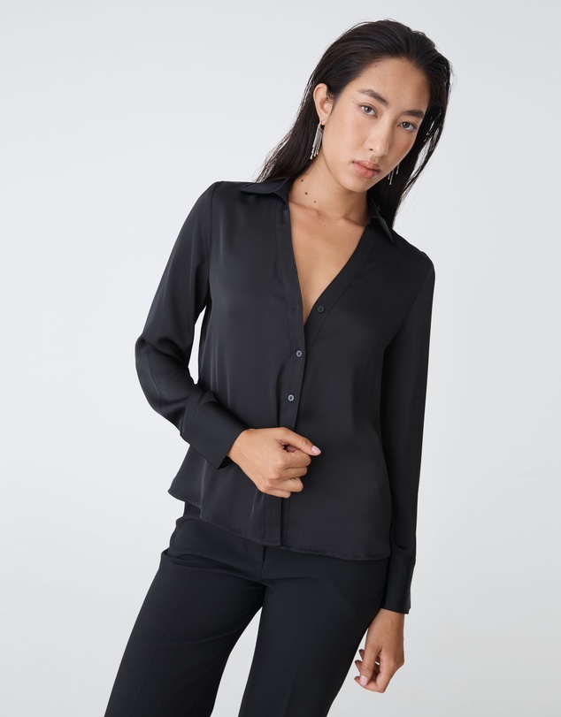Forcast - Lila V-neck Satin Blouse
