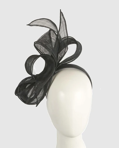 Max Alexander - Black Sinamay Bow Racing Fascinator