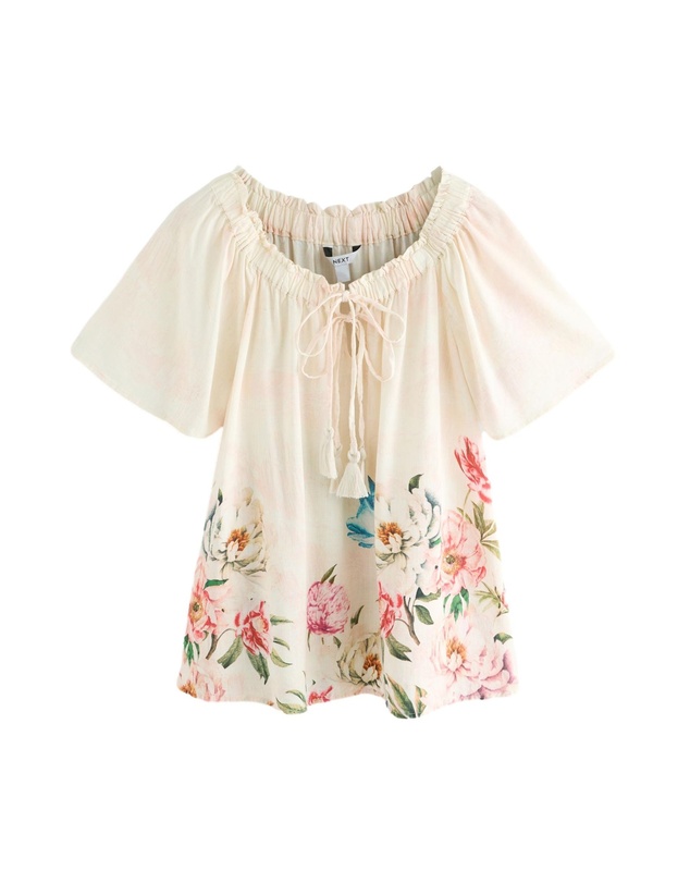 NEXT - Short Sleeve Tie Neck Bardot Top