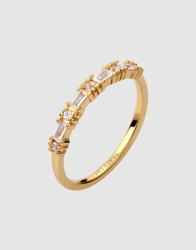 Elli Jewelry - Ring Topaz 925 Sterling Silver Gold-Plated