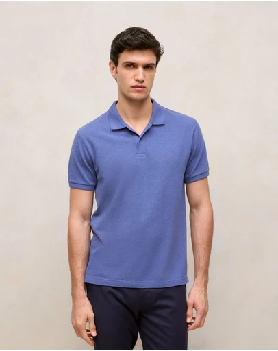 Trenery - Pique Marle Monogram Polo in True Blue