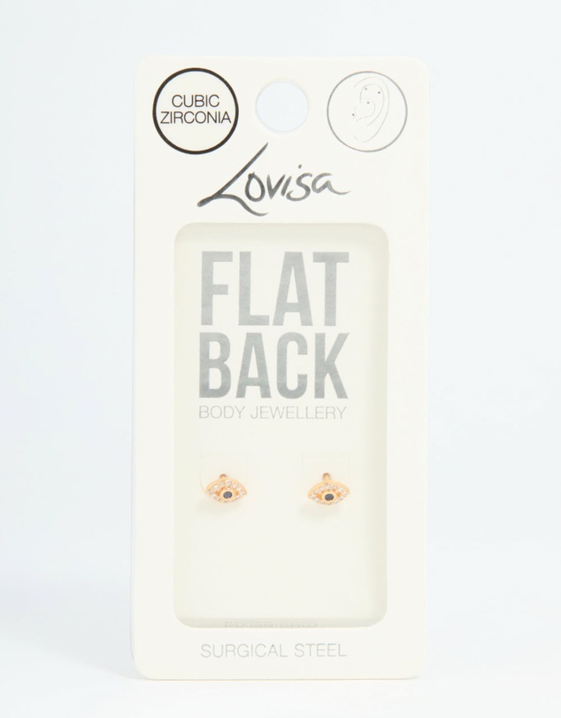 Lovisa - Gold Plated Surgical Steel Evil Eye Flat Back Studs Pair