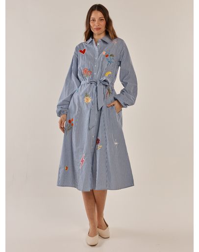 Floral Navy Stripe