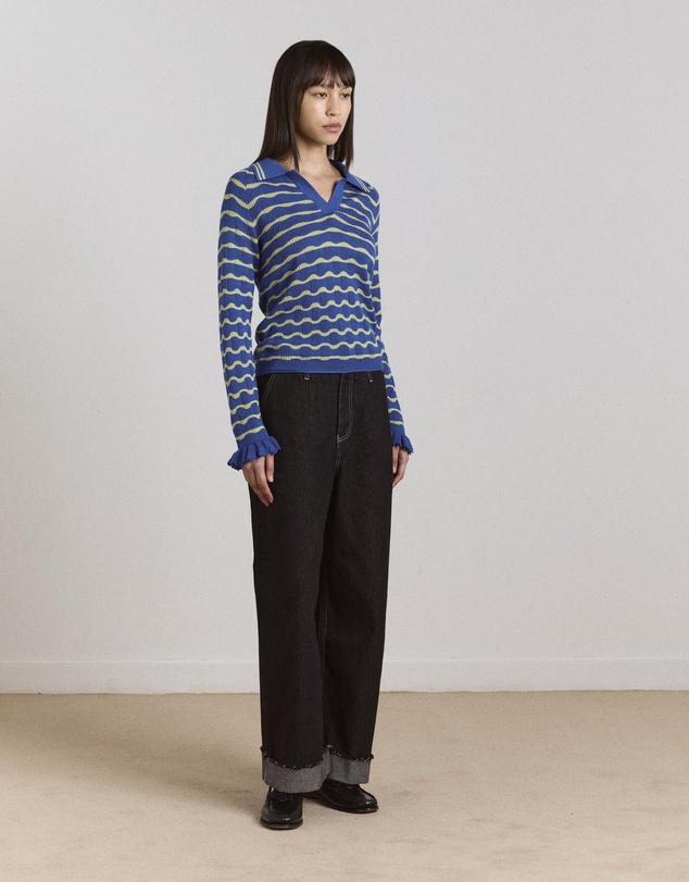 Damson Madder - Silvia Cotton Merino Blend Polo Jumper