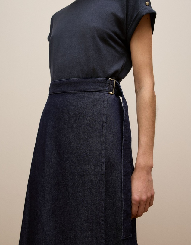 Trenery - Denim Wrap Skirt in Indigo Rinse