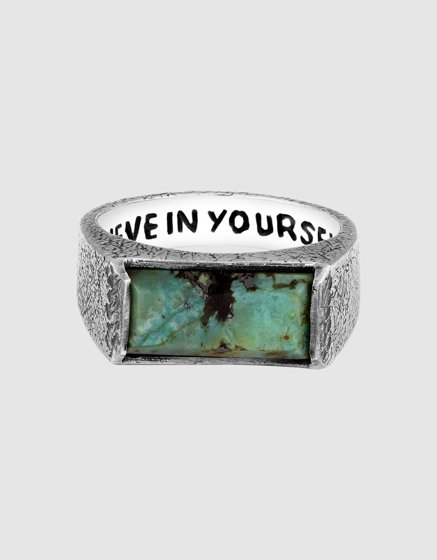 Haze & Glory - ICONIC EXCLUSIVE - Ring Signet Men Bold Bar African Turquoise 925 Sterling Silver
