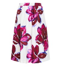 City Chic - Plus Size Holiday Bloom Print Midi Skirt - white