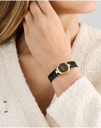 Ted Baker - Jolyye 24mm Gold-Tone Case with Black Dial and Leather Strap