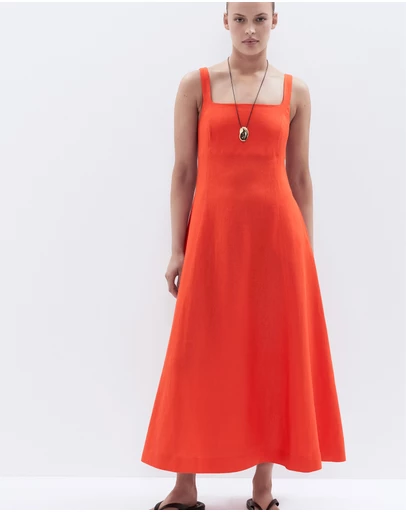UNISON - Linen Balconette Midi Dress