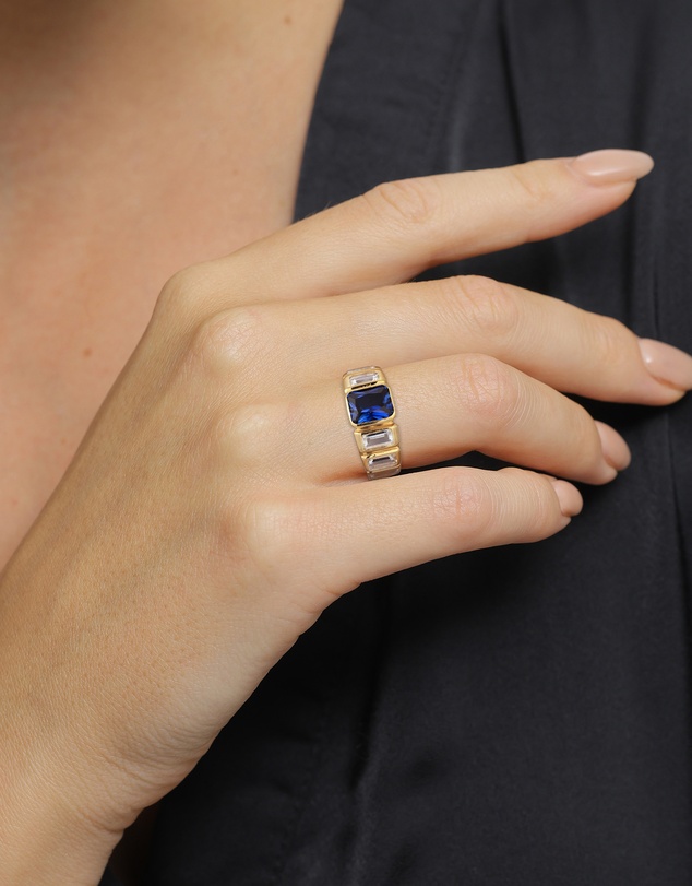 Elli Jewelry - Ring Sapphire 925 Sterling Silver Vermeil