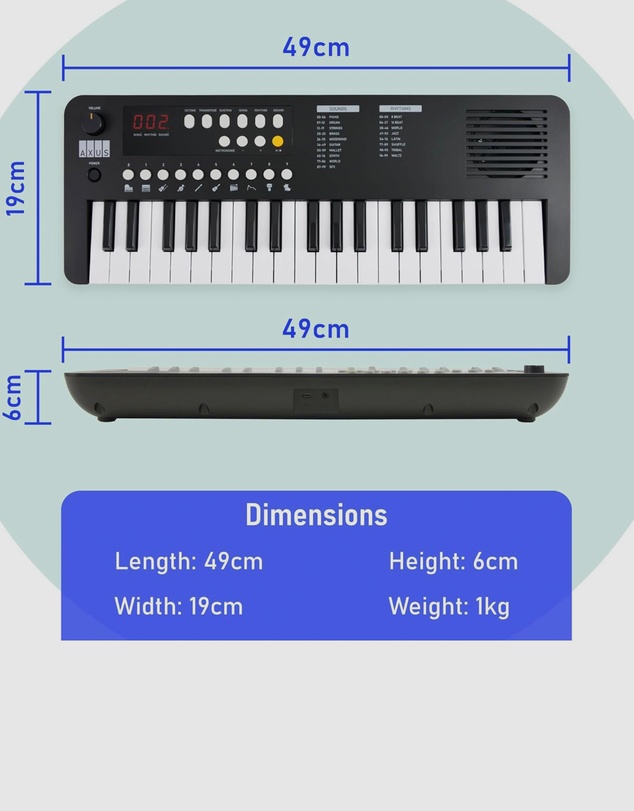 iWorld - Axus Mini Keyboard 37 Key Keyboard - Black