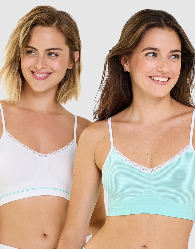 Billet Doux - Zen Attitude Crop Top Style Wirefree Bralette - 2 Pack