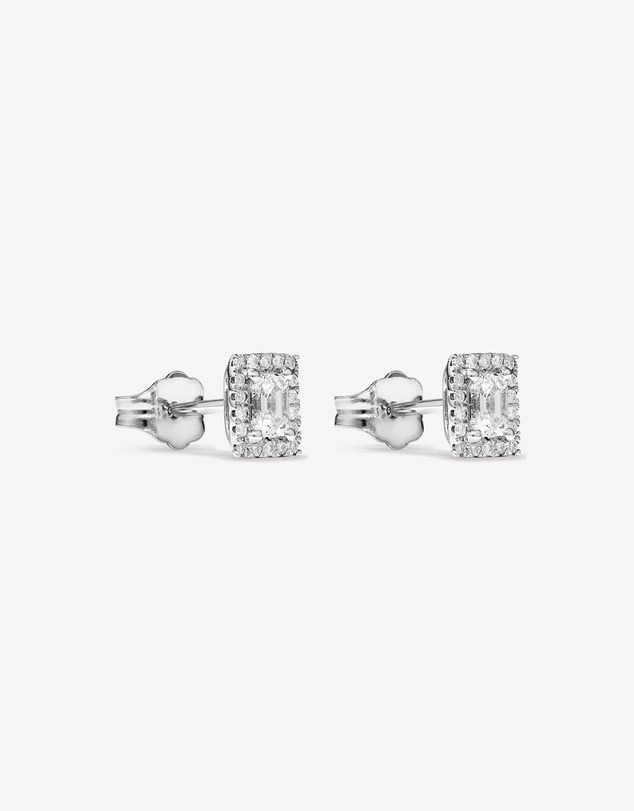 Michael Hill - 0.46 Carat TW Emerald Diamond Halo Stud Earrings in 10kt White Gold