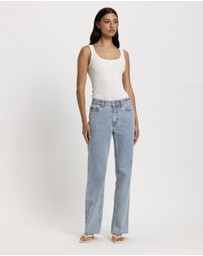 Atmos&Here - Myra Straight Leg Raw Hem Jeans