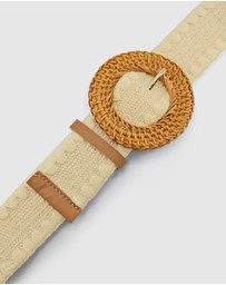 Miz Casa and Co - Patterned Cream Rattan Woven Belt