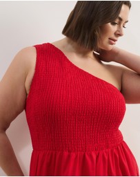 Atmos&Here Curvy - Josie Linen Blend One Shoulder Tiered Maxi Dress