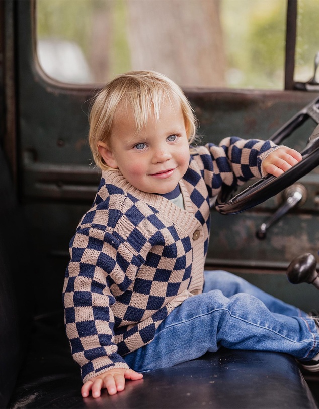 Fox & Finch - Wild Side Check Knitted Cardigan - Babies
