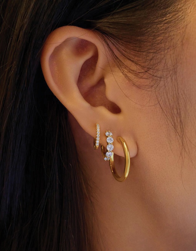 Ania Haie - Gold Quintet Sparkle Huggie Hoop Earrings