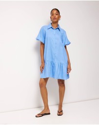 AERE - Joia Linen Puff Sleeve Mini Dress