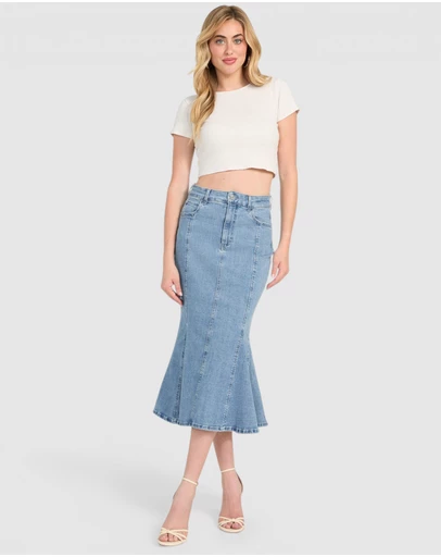 GUESS - Lia Denim Midi Skirt