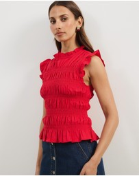 Atmos&Here - Coralie Linen Blend Frill Top