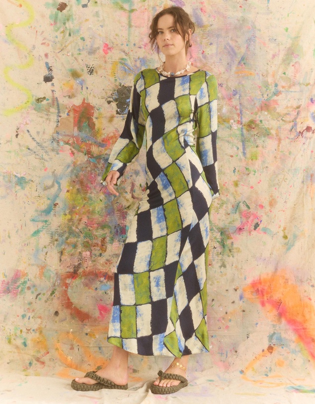 KINGA CSILLA - Oro Tile Olive Maxi Dress