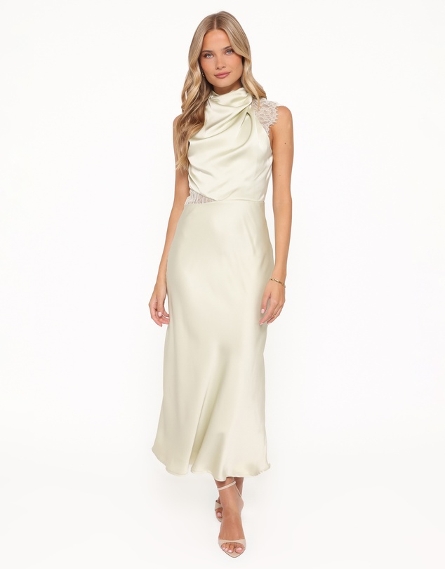 Petal & Pup - Anabelle Halter Neck Lace Maxi Dress - Sage Green