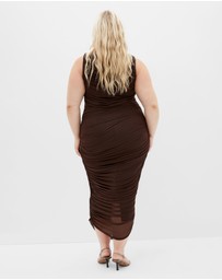 City Chic - Plus sizeHalo Ruched Midi Dress - cocoa