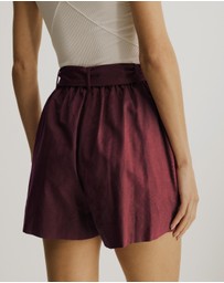 Atmos&Here - Zuri Belted Linen Blend Shorts
