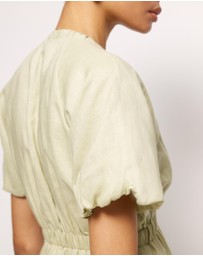 AERE - Tyrah Linen Midi Dress