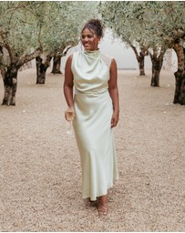 Petal & Pup - Anabelle Halter Neck Lace Maxi Dress - Sage Green