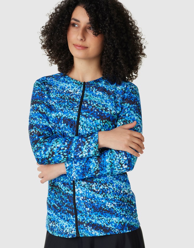 Modest Mermaid - Splash zip 3/4 sleeve swim top SPF50+