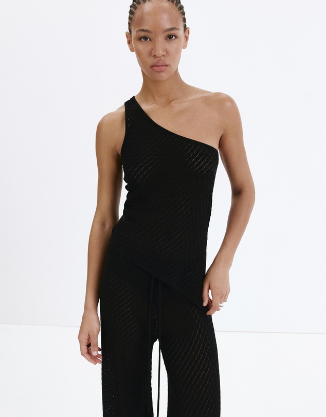 M.N.G - Asymmetric Openwork Knit Top