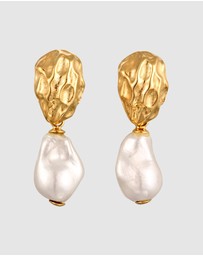 Elli Jewelry - Earrings Stud Shell Pearl 925 Sterling Silver Gold-Plated